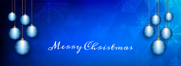 Abstract Merry Christmas Decorative Blue Banner 1055 7473